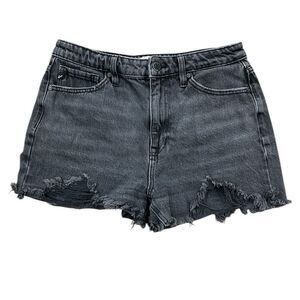 KanCan Black Jean Shorts Distressed Raw-Edge Hem